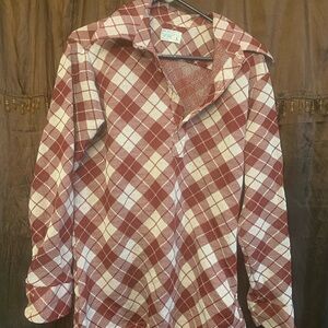 1970’s Vintage Towncraft by JC Penny Maroon and White Checkered Shirt